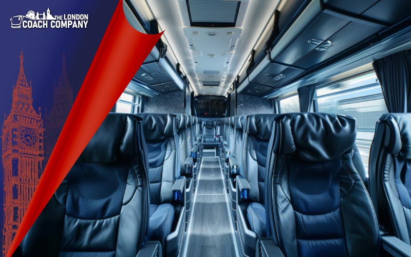Comfortable coach interior for corporate travel in London
