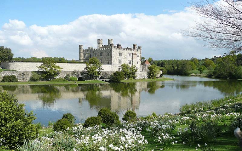 View of Leeds Castle and surrounding gardens, UK