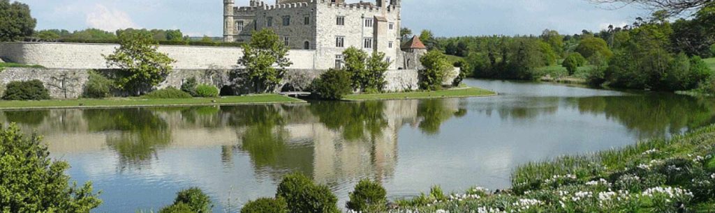 banner View of Leeds Castle and surrounding gardens, UK