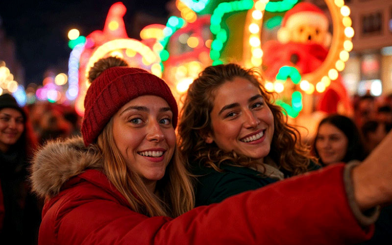 Banner Families enjoying a Christmas lights coach tour in London, December 2024