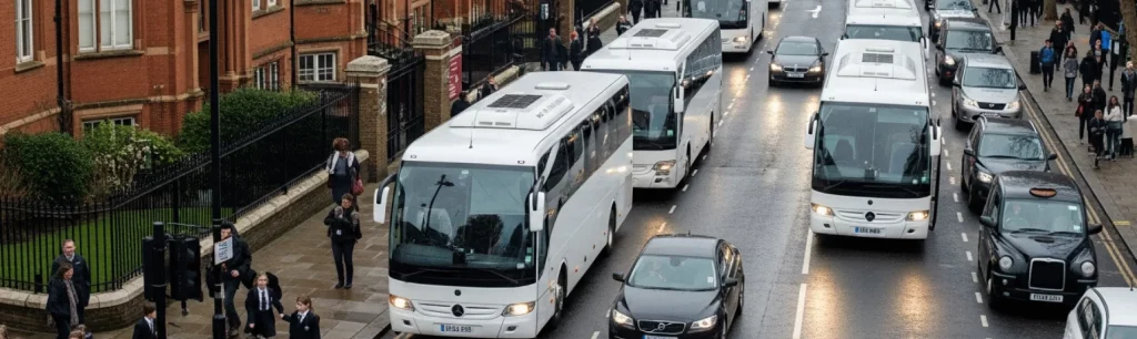 Coach hire reducing traffic outside a London school